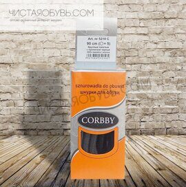 Шнурки 90 см черные Круглые Толстые с Пропиткой Corbby